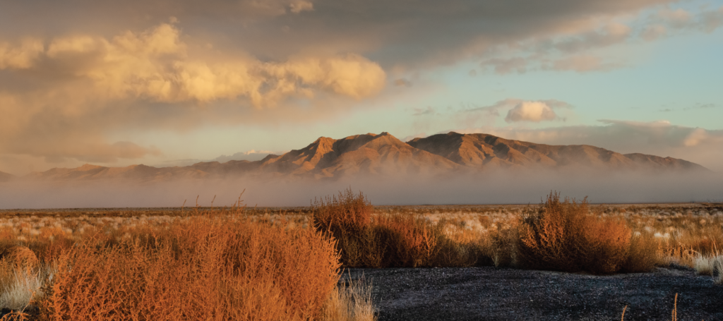 Desert Tikaboo Valley and mountains.